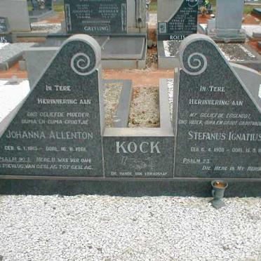 KOCK Stefanus Ignatius 1908-1976 &amp; Johanna ALLENTON 1915-1981