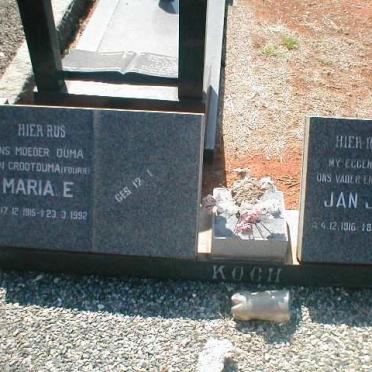 KOCH Jan J.W. 1916-1971 &amp; Maria E. 1915-1992