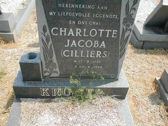 KRUGER Charlotte Jacoba nee CILLIERS 1926-1984