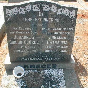 KRUGER Johannes Gideon George 1907-1970 &amp; Johanna Catharina 1892-1987