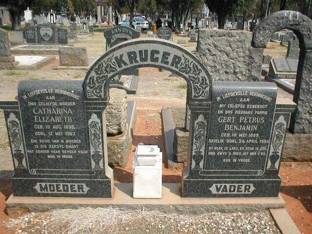 KRUGER Gert Petrus Benjamin 1889-1954 &amp; Catharina Elizabeth 1898-1963