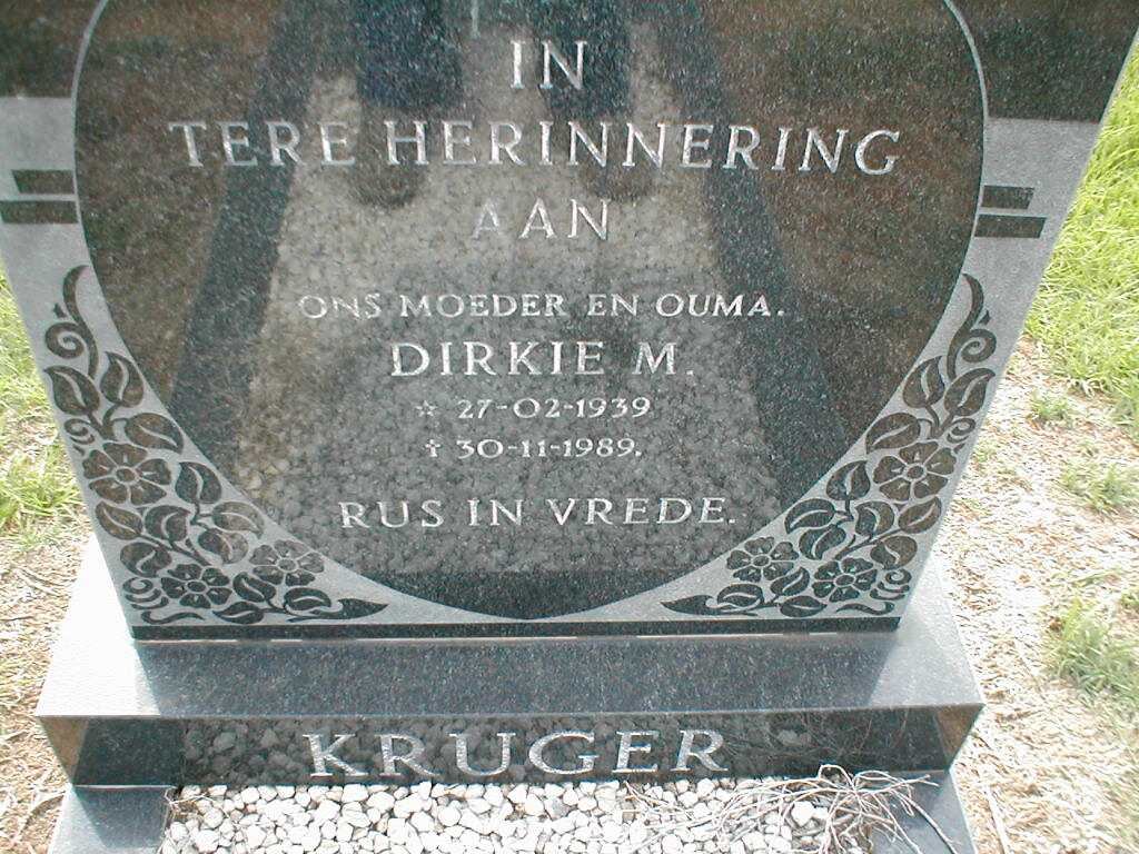 KRUGER Dirkie M. 1939-1989
