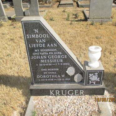 KRUGER Johan George Messieur 1936-1990 &amp; Dorothea W. 1938-2011