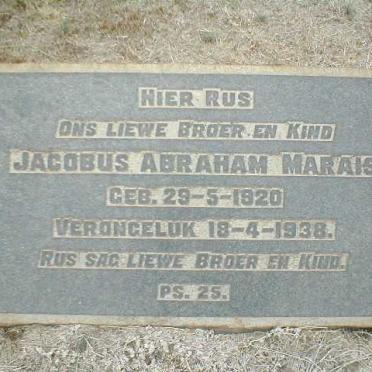 MARAIS Jacobus Abraham 1920-1938