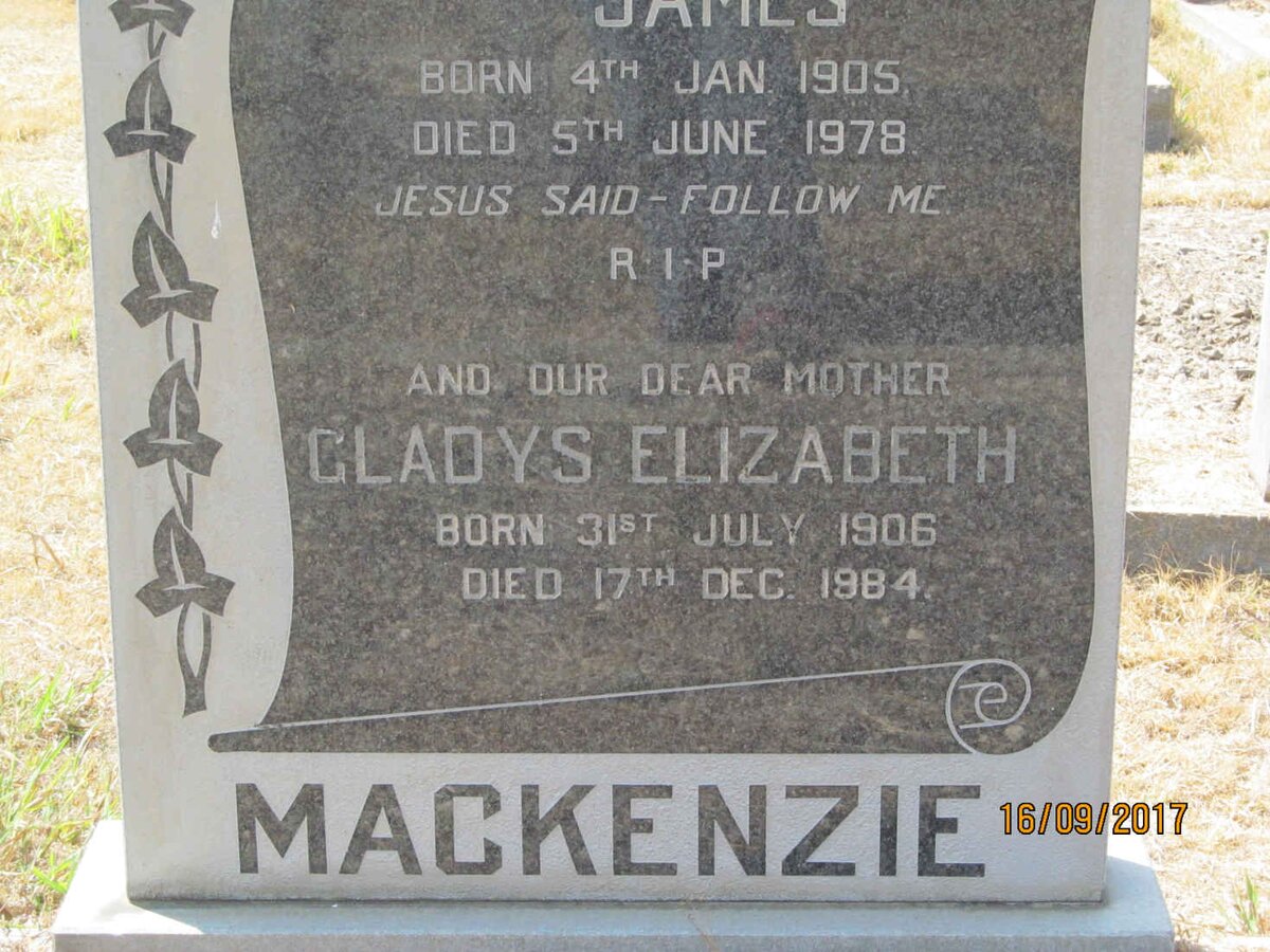MACKENZIE James 1905-1978 &amp; Gladys Elizabeth 1906-1984