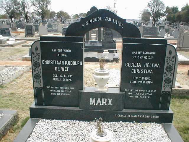 MARX Christiaan Rudolf 1916-1975 &amp; Cecelia Helena Christina 1913-1964