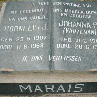 MARAIS Cornelis J. 1907-1968 &amp; Johanna P. WHITEMAN 1913-1987