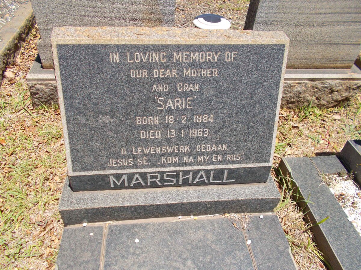 MARSHALL Sarie 1884-1963