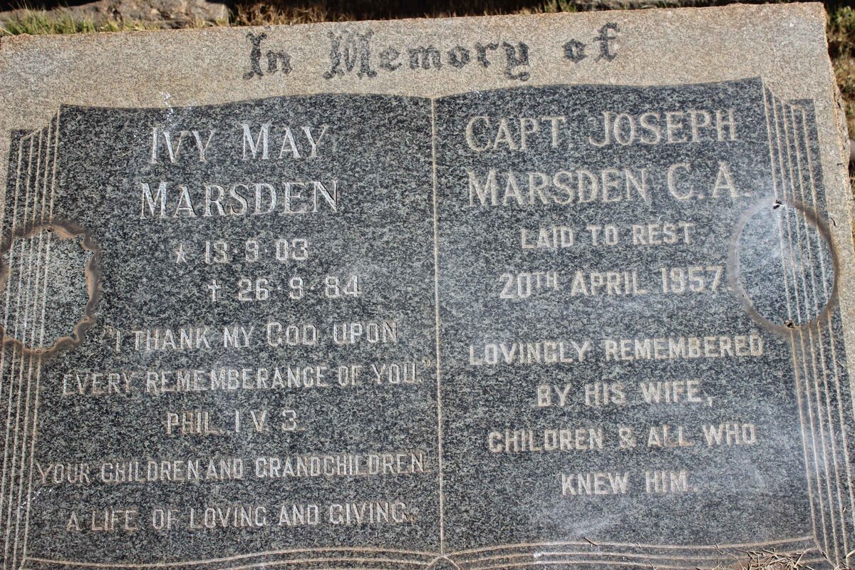 MARSDEN Joseph -1957 &amp; Ivy May 1903-1984