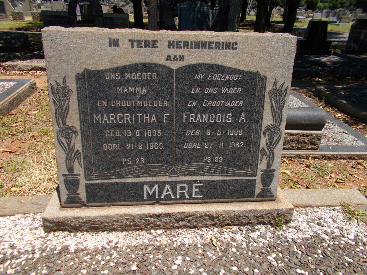 MARE Francois A. 1888-1962 &amp; Margritha E. 1895-1969