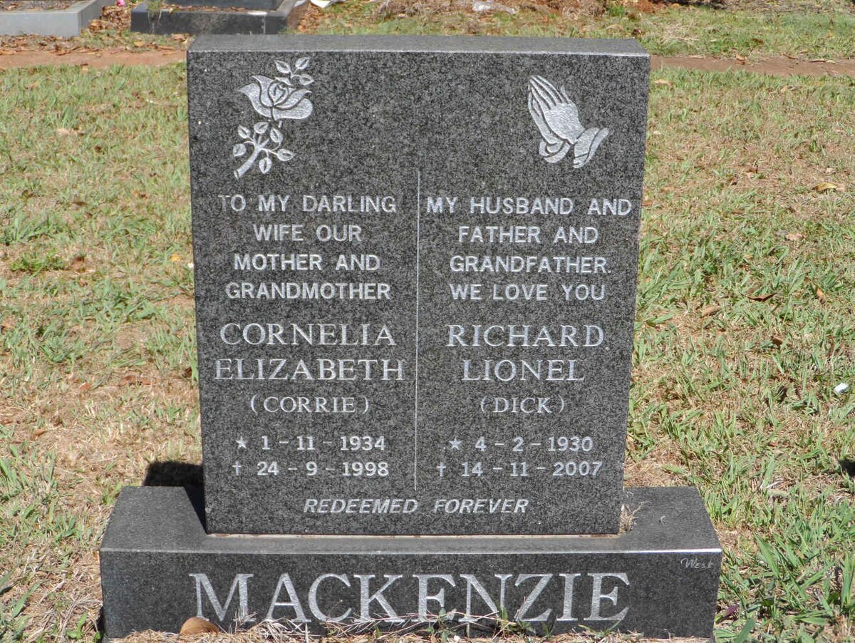 MACKENZIE Richard Lionel 1930-2007 &amp; Cornelia Elizabeth 1934-1998