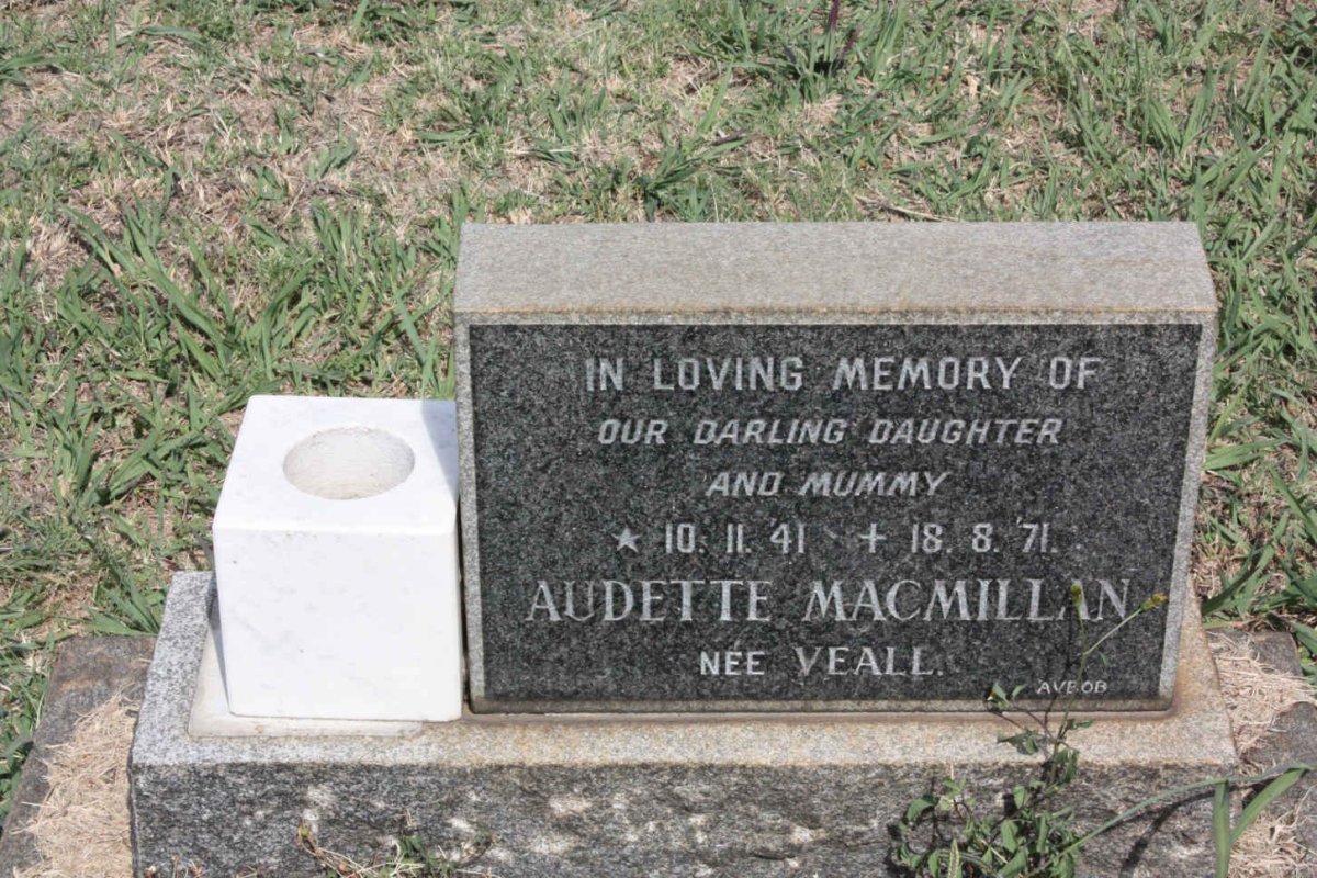 MACMILLAN Audette nee VEALE 1941-1971