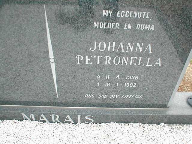 MARAIS Johanna Petronella 1936-1992
