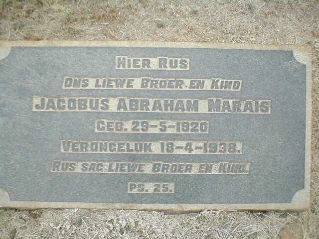 MARAIS Jacobus Abraham 1920-1938