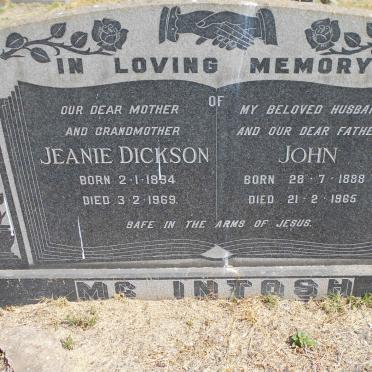 McINTOSH John 1888-1965 &amp; Jeanie Dickson 1894-1969