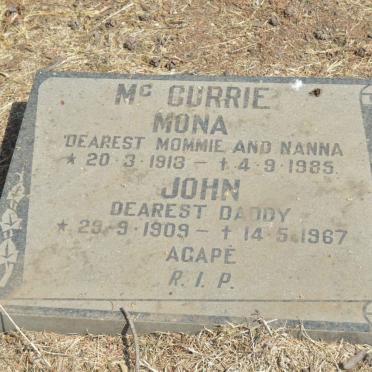 McCURRIE Arthur -1959 &amp; Sally -1970 :: McCURRIE John 1909-1967 &amp; Mona 1913-1985
