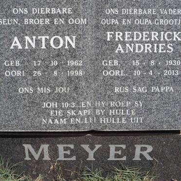 MEYER Frederick Andries 1930-2013 :: MEYER Anton 1962-1998