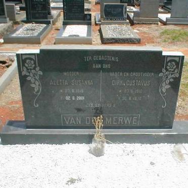 MERWE Dirk Gustavus, van der 1910-1972 &amp; Aletta Susanna 1918-2001