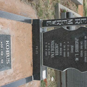 MERWE Jacobus L.M., van der 1926-1980 &amp; Jacoba Magdalena 1931-2014