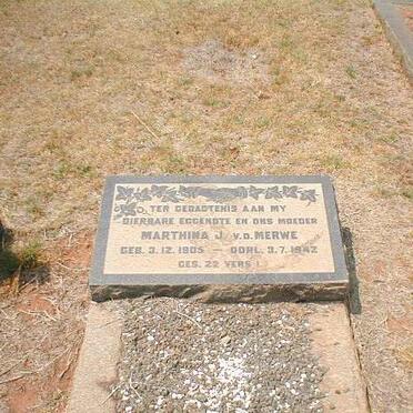 MERWE Marthina J., v.d. 1905-1942