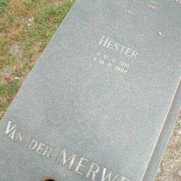 MERWE Schalk Willem, van der 1915-1981 &amp; Hester 1910-1992
