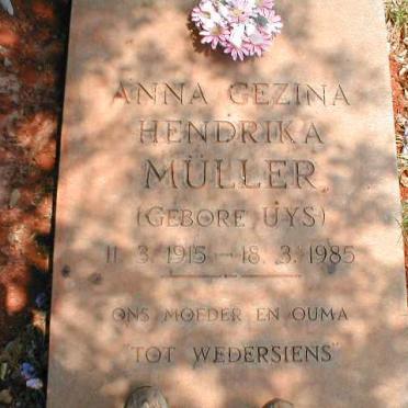 MÜLLER Anna Gezina Hendrika nee UYS 1915-1985
