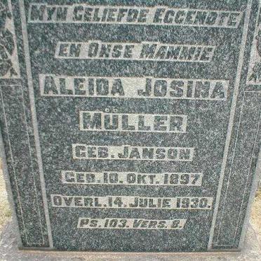 MÜLLER Aleida Josina nee JANSON 1897-1930
