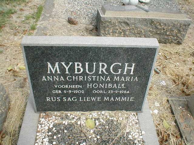 MYBURGH Anna Christina Maria voorheen HONIBALL 1902-1984