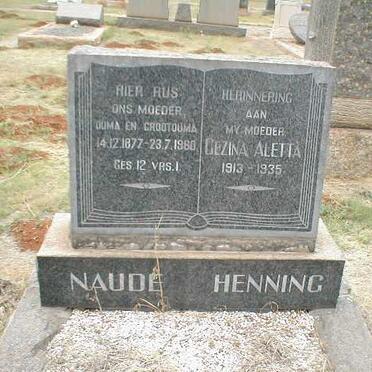 NAUDÉ ? 1877-1960 :: HENNING Gezina Aletta 1913-1935