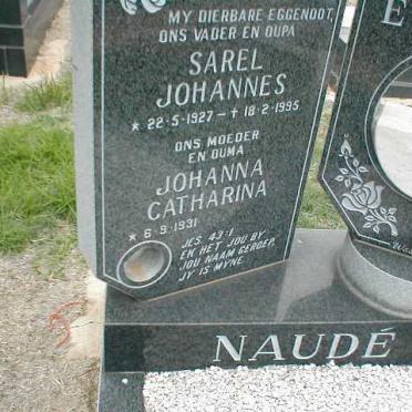 NAUDÉ Sarel Johannes 1927-1995 &amp; Johanna Catharina 1931 -