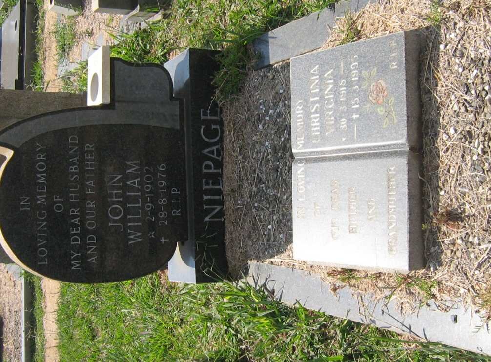 NIEPAGE John William 1902-1976 &amp; Christinia Virginia 1918-1995