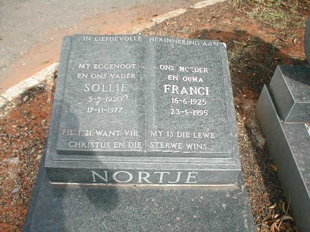 NORTJÉ Sollie 1920-1977 &amp; Franci 1925-1995