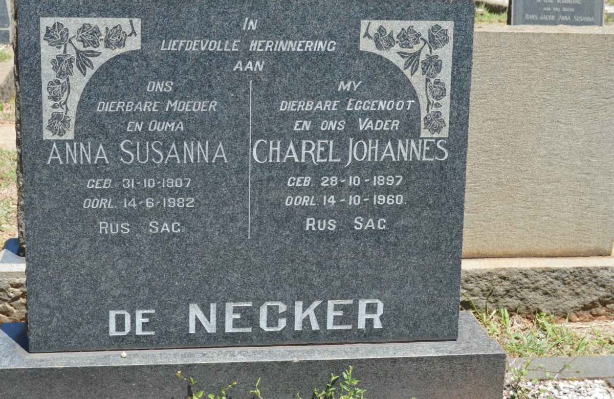 NECKER Charel Johannes, de 1897-1960 &amp; Anna Susanna 1907-1982