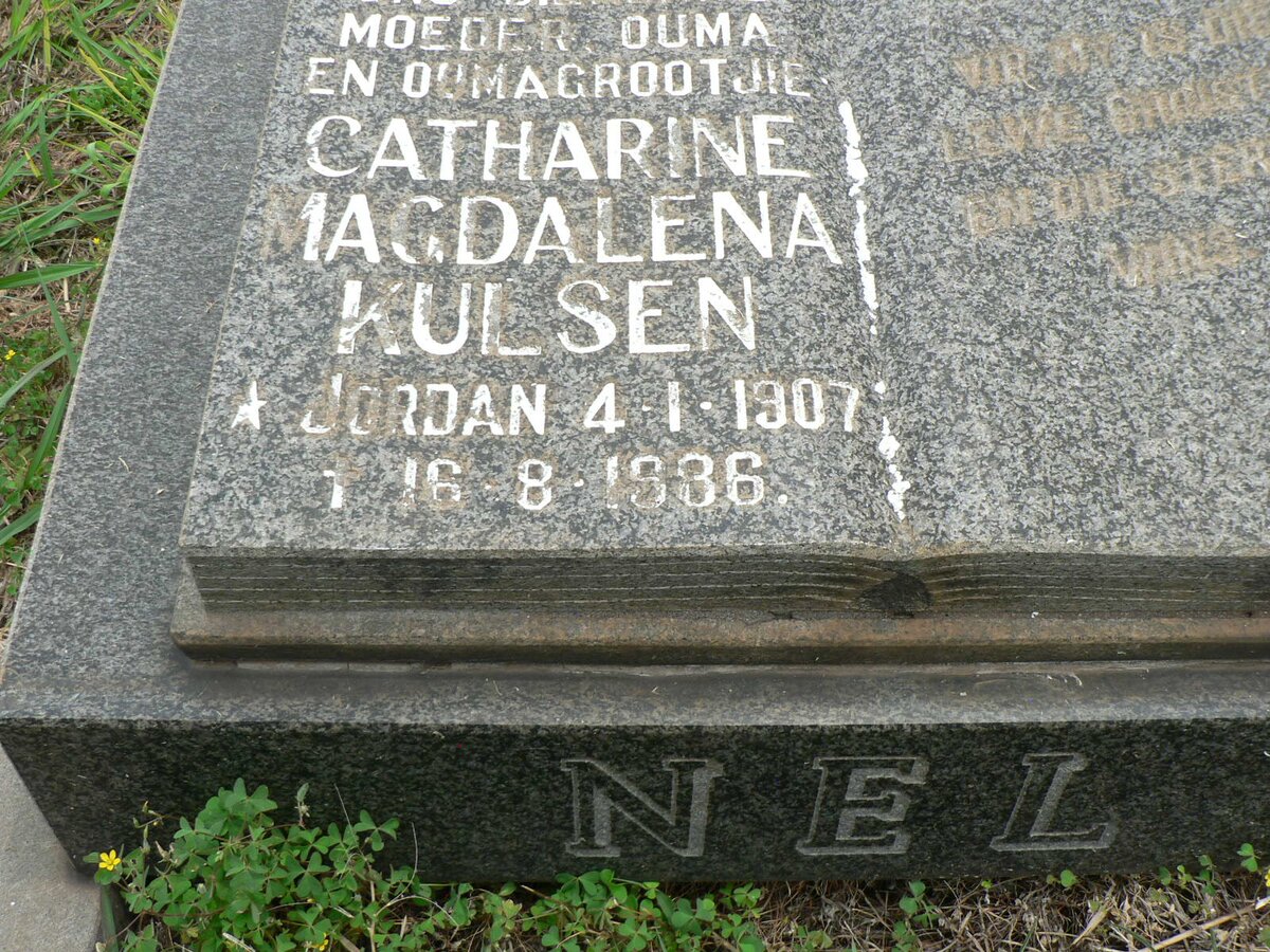 NEL Catharine Magdalena Kulsen nee JORDAN 1907-1986