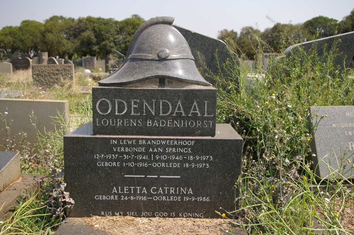 ODENDAAL Lourens Badenhorst 1916-1973 &amp; Aletta Catrina 1916-1986