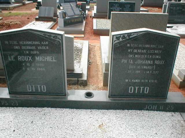 OTTO Le Roux Michiel 1909-1985 &amp; Pieta Johanna Roux DE SWARDT 1914-1977