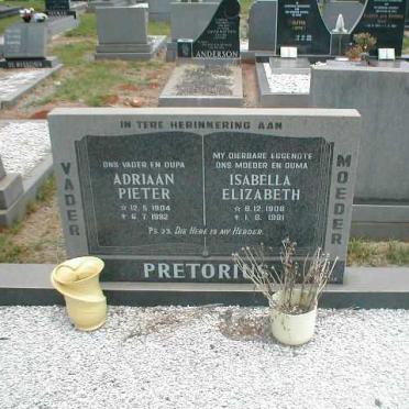 PRETORIUS Adriaan Pieter 1904-1992 Isabella Elizabeth 1908-1981