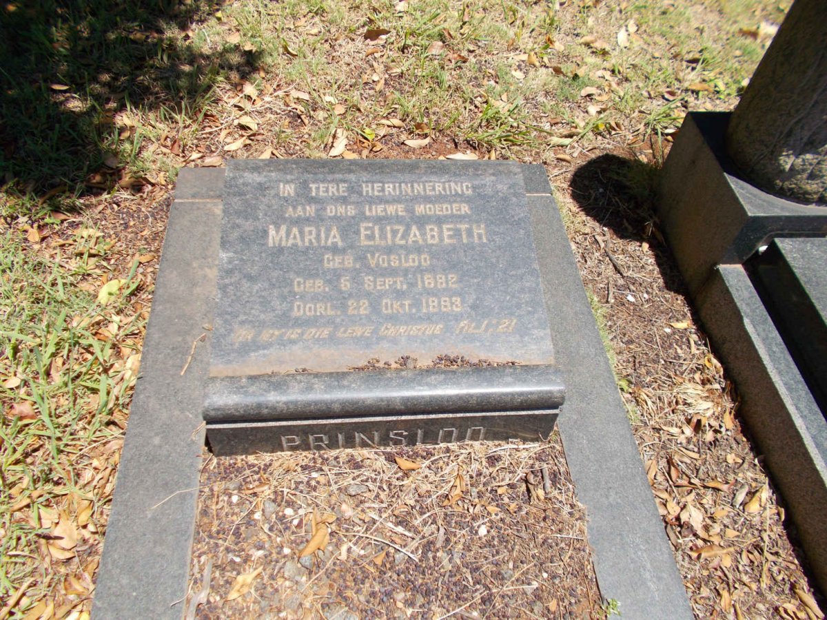 PRINSLOO Maria Elizabeth nee VOSLOO 1882-1963