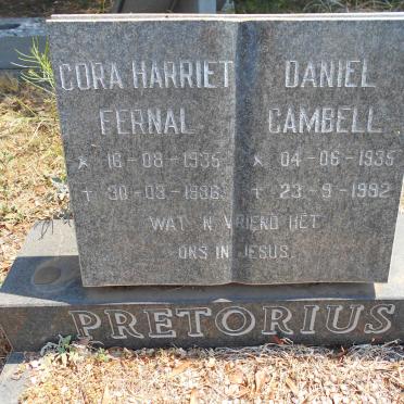 PRETORIUS Daniel Cambell 1935-1992 &amp; Cora Harriet Fernal 1935-1996