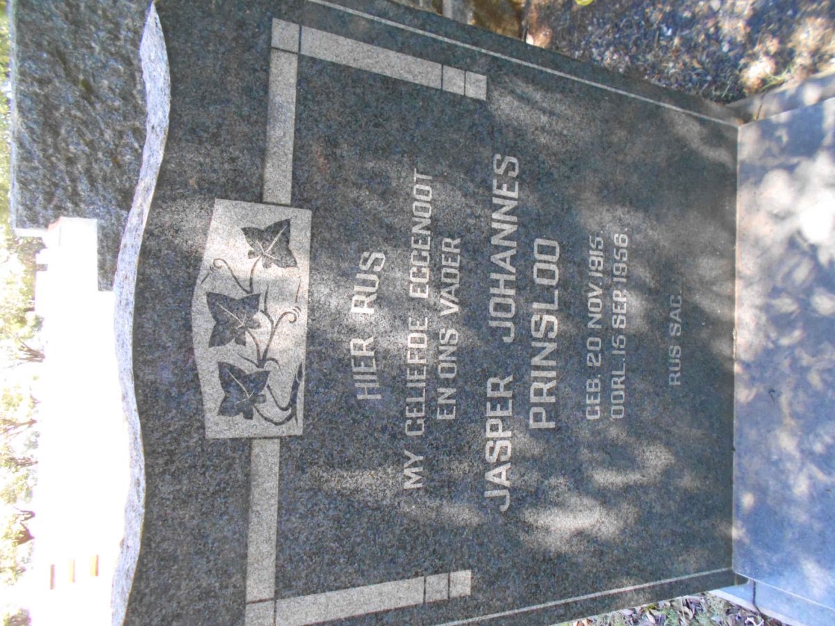 PRINSLOO Jasper Johannes 1915-1956 &amp; Susanna Aletta WOLMARANS nee HATTINGH 1920-1969