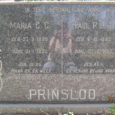 PRINSLOO Paul P.J.J. 1892-1963 &amp; Maria C.G. 1898-1972