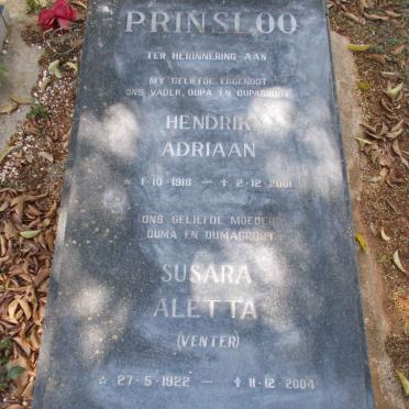 PRINSLOO Hendrik Adriaan 1918-2001 &amp; Susara Aletta VENTER 1922-2004