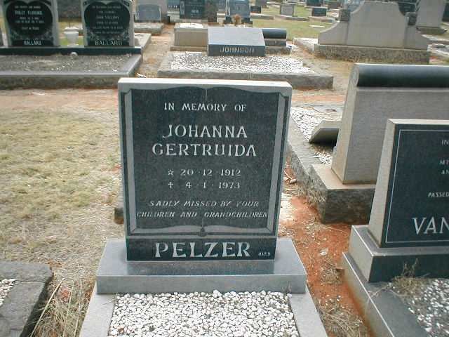PELZER Johanna Gertruida 1912-1973