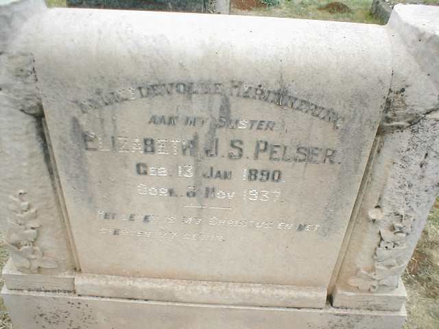 PELSER Elizabeth J. S. 1890-1937