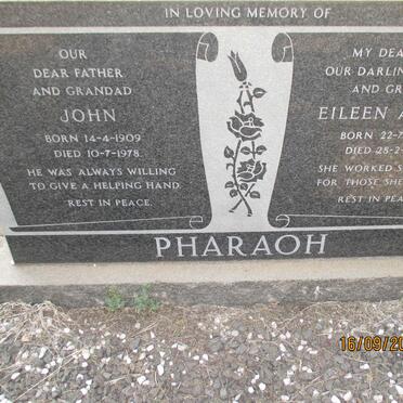 PHARAOH John 1909-1978 &amp; Eileen Agnes 1903-1973