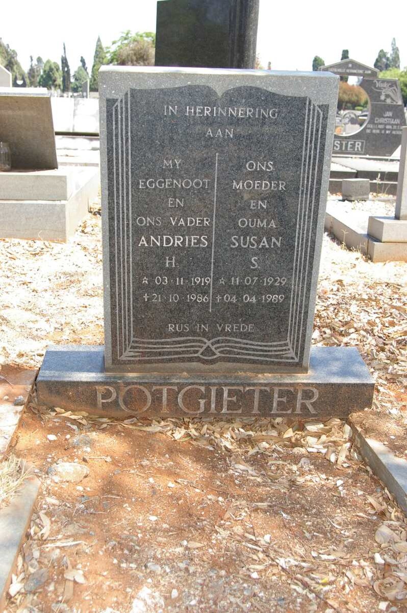 POTGIETER Andries H. 1919-1986 &amp; Susan S. 1929-1989