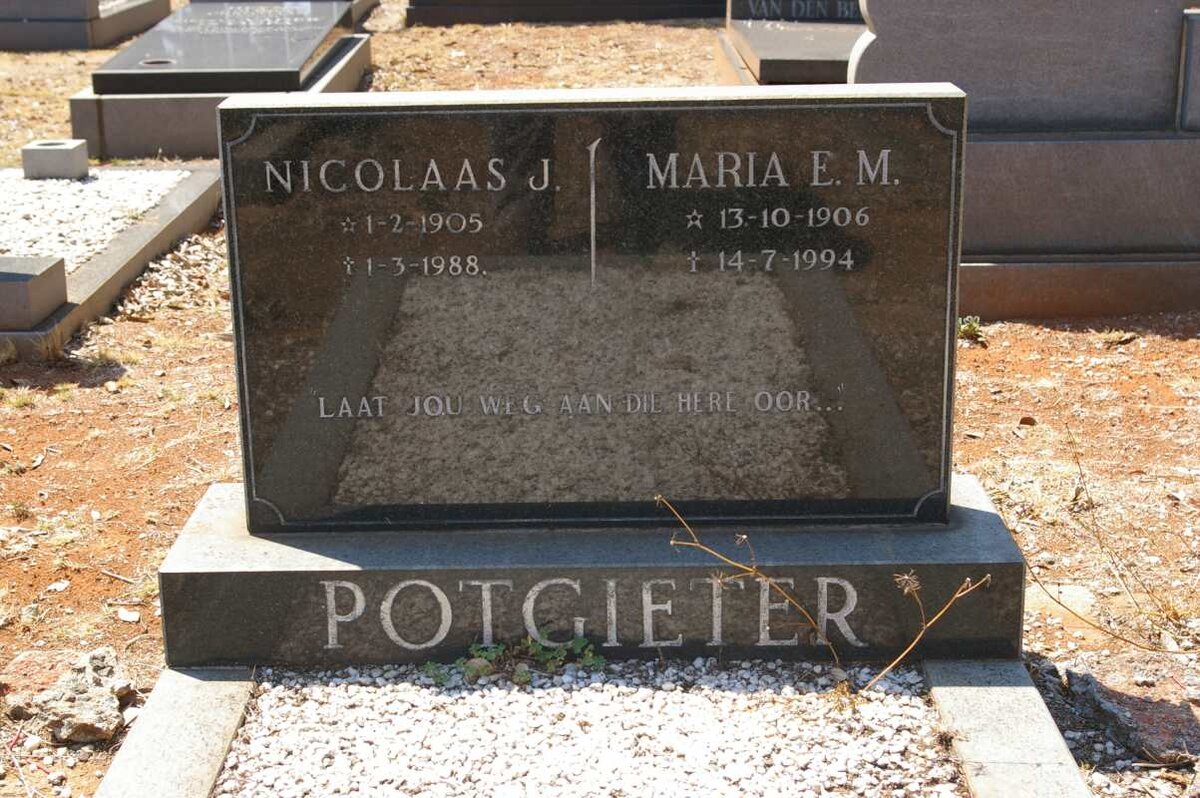 POTGIETER Nicolaas J. 1905-1988 &amp; Maria E.M. 1906-1994