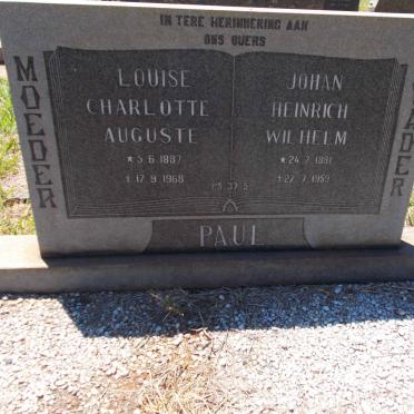 PAUL Johan Heinrich Wilhelm 1881-1959 &amp; Louise Charlotte Auguste 1887-1968
