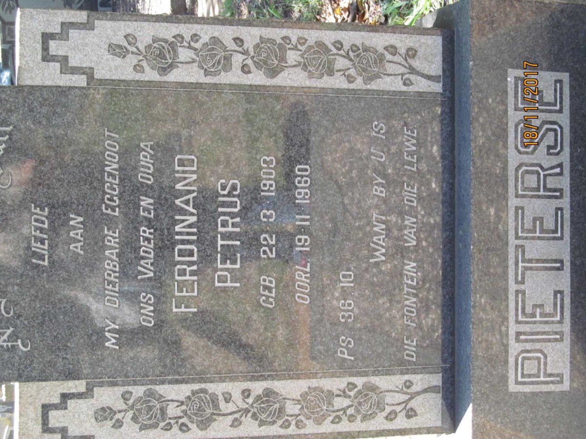 PIETERSE Ferdinand Petrus 1903-1960