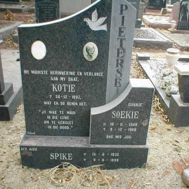 PIETERSE Spike 1932-1998 :: PIETERSE Kotie -1997 :: PIETERSE Soekie 1948-1968